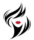 Women short hair style icon, logo women on white background