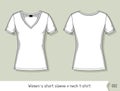 Women short sleeve v-neck t-shirt. Template for design, easily editable by layers