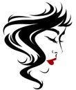 Women shot hair style icon, logo women on white background Royalty Free Stock Photo