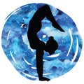 Women silhouette.Arm Balance Scorpion Yoga Pose. Bhuja Vrischikasana