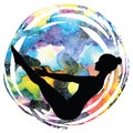 Women silhouette. Boat yoga pose. Paripurna Navasana