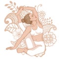 Women silhouette. Compass Yoga Pose. Parivrtta Surya Yantrasana