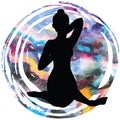 Women silhouette. Cow face yoga pose. Gomukhasana Royalty Free Stock Photo