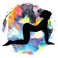 Women silhouette. Cow yoga pose. Bitilasana. Royalty Free Stock Photo