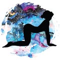 Women silhouette. Cow yoga pose. Bitilasana. Royalty Free Stock Photo