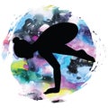 Women silhouette. Crane yoga pose. Bakasana