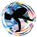 Women silhouette. Crane yoga pose. Bakasana