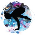 Women silhouette. Crane yoga pose. Bakasana