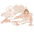 Women silhouette. Eight-Angle Yoga Pose. Astavakrasana Royalty Free Stock Photo