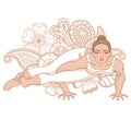 Women silhouette. Eight-Angle Yoga Pose. Astavakrasana