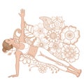 Women silhouette. Extended side plank yoga pose. Vasisthasana.