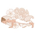 Women silhouette. Four-Limbed Staff Pose. Low Plank yoga pose. Chaturanga Dandasana
