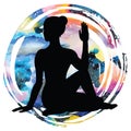 Women silhouette. Half Lord of Fishes Yoga Pose. Ardha Matsyendrasana