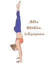Women silhouette. Headstand yoga pose. Adho Mukha vrksasana.