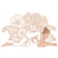 Women silhouette. Lizard yoga pose. Utthan Pristhasana