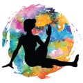 Women silhouette. Marichis yoga pose. Marichyasana