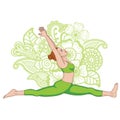 Women silhouette. Monkey yoga pose. Hanumanasana