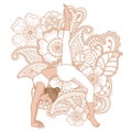 Women silhouette. One legged downward facing dog Yoga Pose. Eka Pada Adho Mukha Svanasa