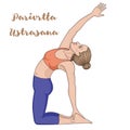 Women silhouette. Revolved Camel Yoga Pose. Parivrtta Ustrasana