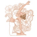 Women silhouette. Revolved Camel Yoga Pose. Parivrtta Ustrasana