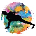 Women silhouette. Revolved Side Angle Yoga Pose. Parivrtta Parsvakonasana Royalty Free Stock Photo