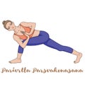 Women silhouette. Revolved Side Angle Yoga Pose. Parivrtta Parsvakonasana Royalty Free Stock Photo