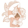 Women silhouette. Scorpion yoga pose. Vrischikasana