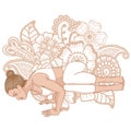 Women silhouette. Side Crane Crow Yoga Pose. Parsva Bakasana