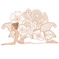 Women silhouette. Sphinx yoga Pose. Salamba Bhujangasana.