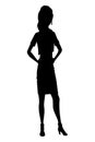 Women silhouette with style clothing. Vector standing people in black color isolated on white background