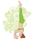 Women silhouette. Tripod Headstand yoga pose. Sirsasana 2 Royalty Free Stock Photo