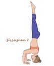 Women silhouette. Tripod Headstand yoga pose. Sirsasana 2