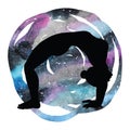 Women silhouette. Upward bow wheel yoga pose. Urdhva dhanurasana