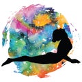 Women silhouette. Upward facing dog yoga pose. Urdhva mukha svanasana.