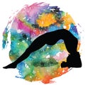 Women silhouette. Upward Facing Two-Foot Staff Yoga Pose. Dwi Pada Viparita Dandasana