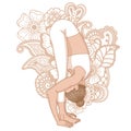 Women silhouette. Uttanasana, forward fold yoga pose.