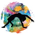 Women silhouette. Wild Thing Yoga Pose. Camatkarasana Royalty Free Stock Photo