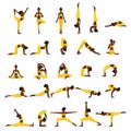 Women silhouettes. Collection of yoga poses. Asana set.