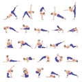 Women silhouettes. Collection of yoga poses. Asana set.