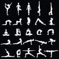 Women silhouettes. Collection of yoga poses. Asana set. Royalty Free Stock Photo