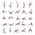 Women silhouettes. Collection of yoga poses. Asana set.