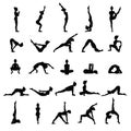 Women silhouettes. Collection of yoga poses. Asana set. Royalty Free Stock Photo