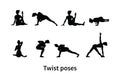 Women silhouettes. Collection of yoga poses