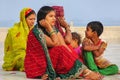 Women sitting outside Taj Mahal in Agra, Uttar Pradesh, India