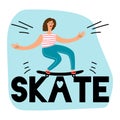 Women skateboarding icon