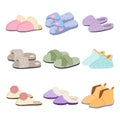 women slippers set cartoon vector illustration