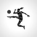 Women Soccer. Girl football player silhouette kicks the ball Royalty Free Stock Photo