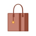 Women solid rectangular business bag with handle. Female leather handheld shaped handbag. Modern fashion hand luggage