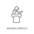 Women Speech linear icon. Modern outline Women Speech logo conce Royalty Free Stock Photo