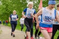Women start in a running competition among senior athletes